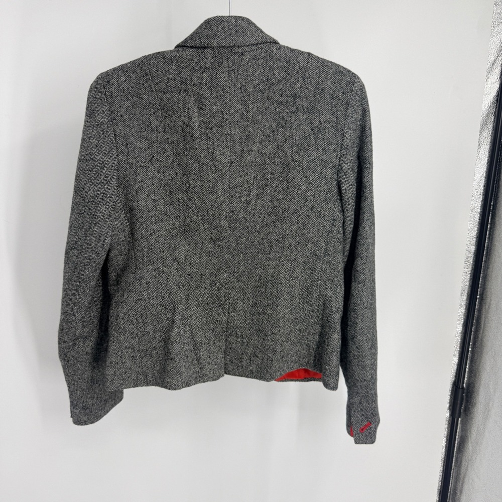 Gap The Academy Blazer Gray Herringbone Wool Silk Blend Red Lining 6 Academia - Picture 7 of 7